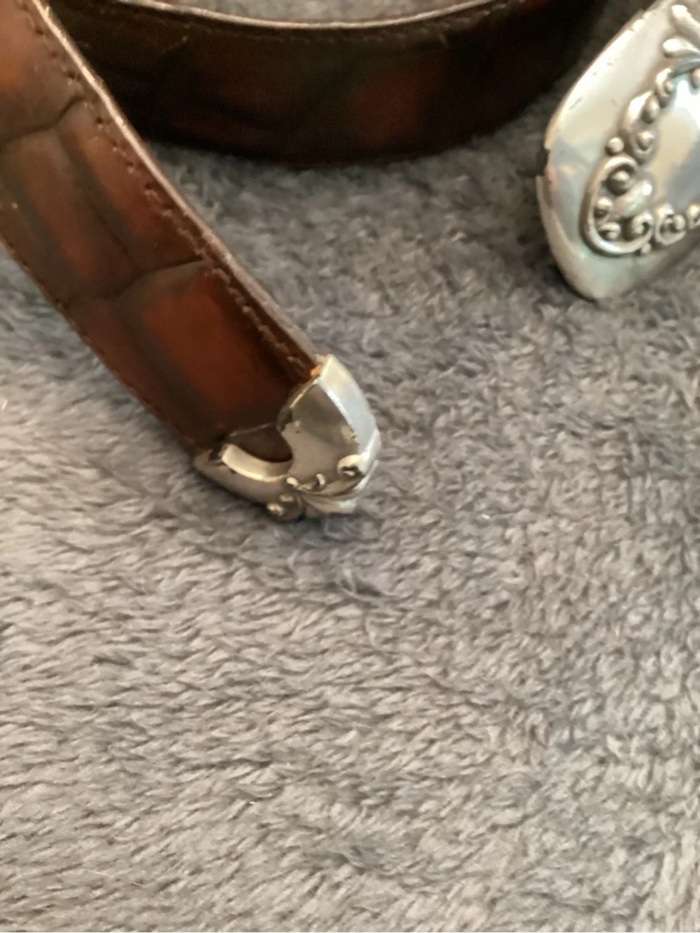 Barse Vintage  Leather Belts with Decorative Silver Buckle - Brown and Black